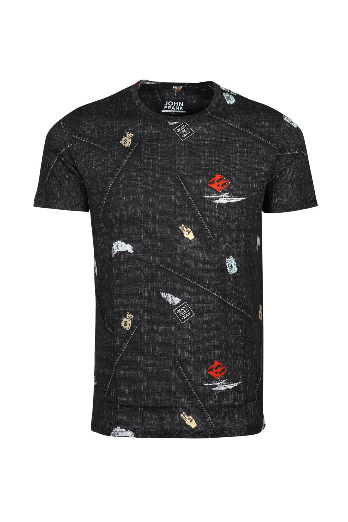 JOHN FRANK BASKILI DİJİTAL T-SHIRT MULTICOLOR - 1